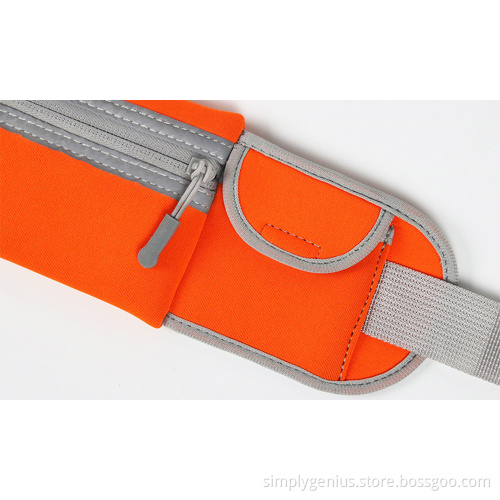 elastic no bounce big zipper pockets running sport waist belt pack with water bottle holder